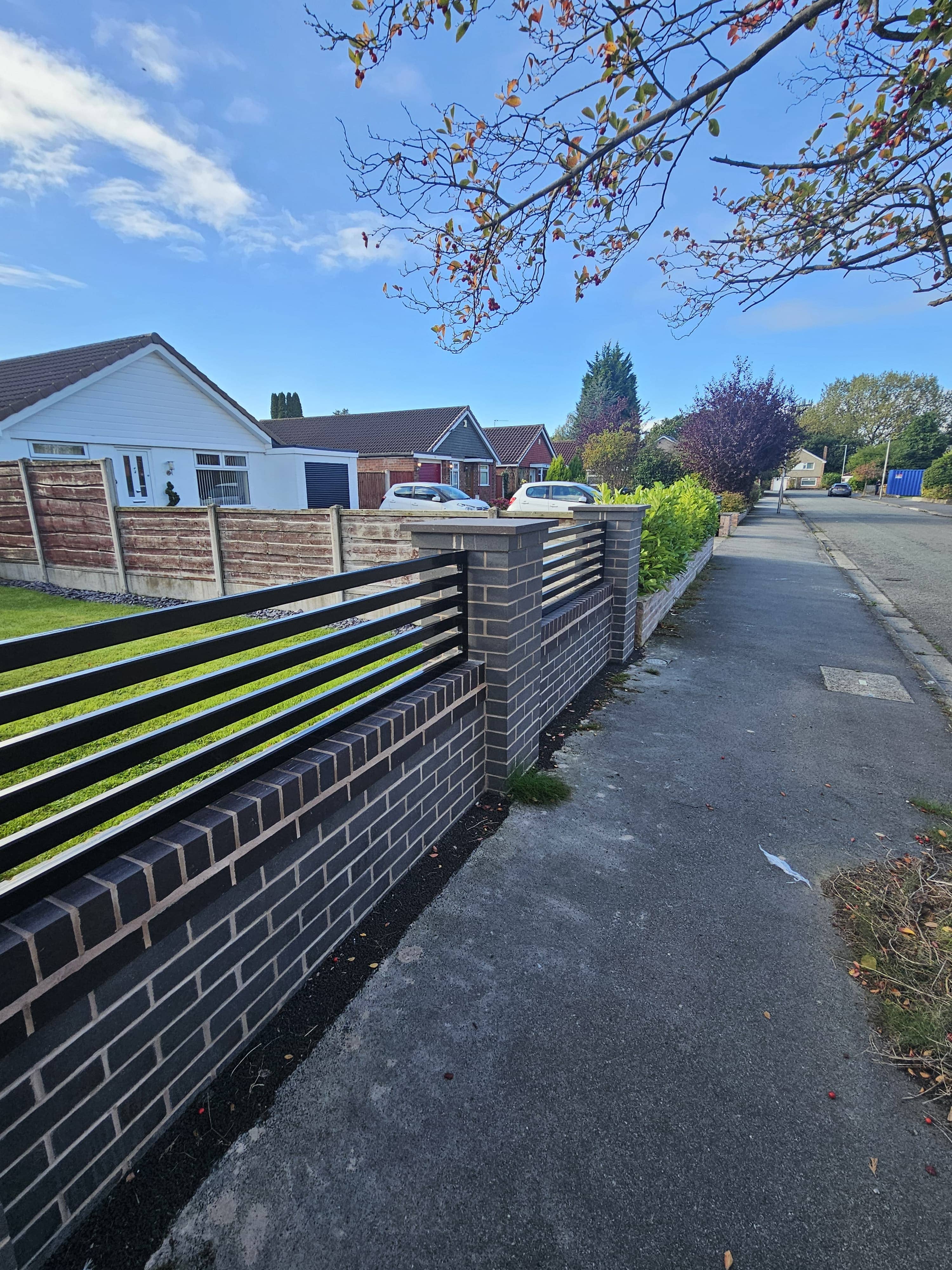 Modern horizontal steel railing system with black powder coat